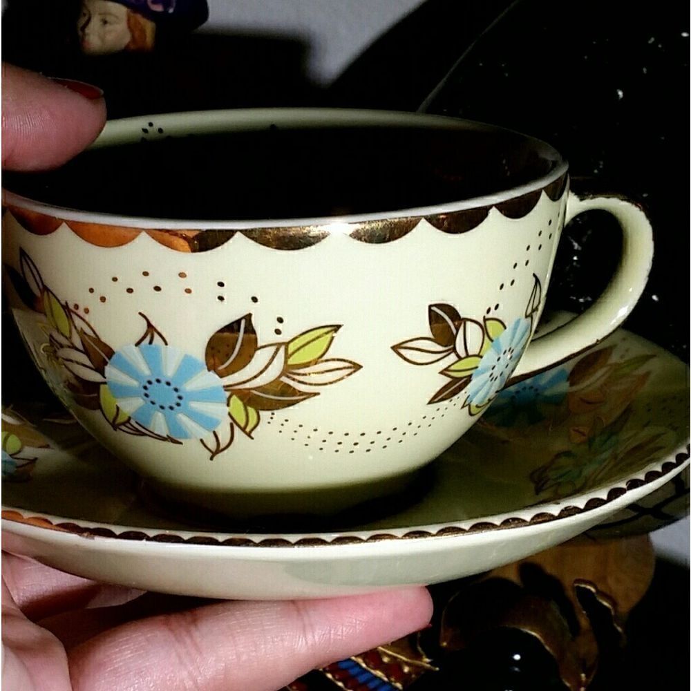 601g Gold Plated Tea Cup Mystery Crystal Set - Picture 3 of 5